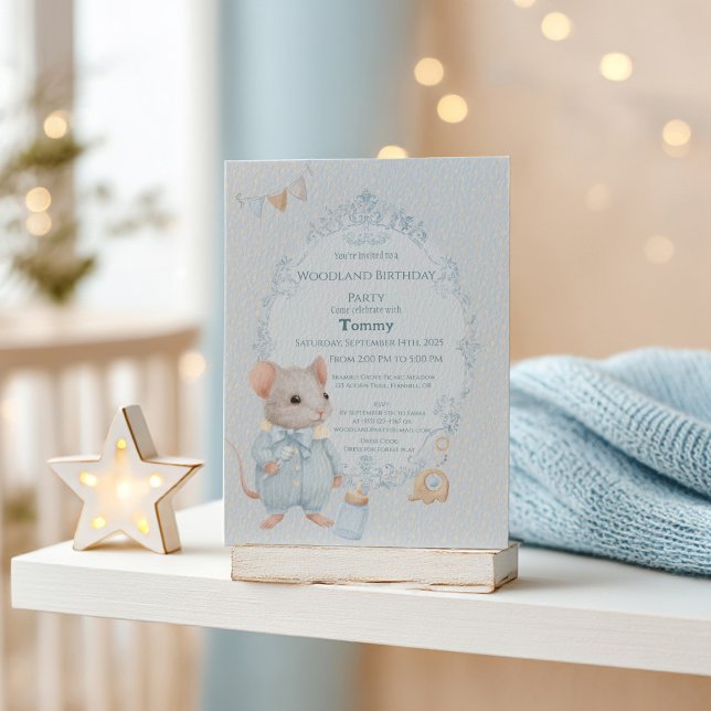 Sweet Little Mouse Birthday Invitation Einladung (Von Creator hochgeladen)