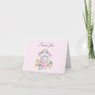 Sweet Little Mouse Watercolor Caligari Script als Dankeskarte
