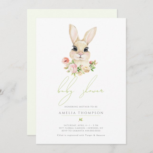 Sweet Little Oaster Bunny Baby Dusche Einladung (Vorne/Hinten)