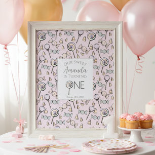 Sweet Little One Candy Thema erste Geburtstag Poster