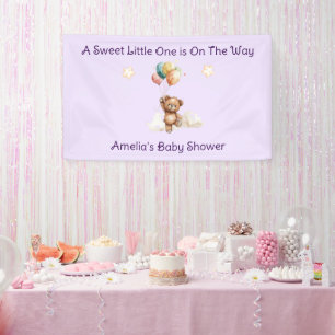 Sweet Little One on Way Lavender Baby Dusche Banner