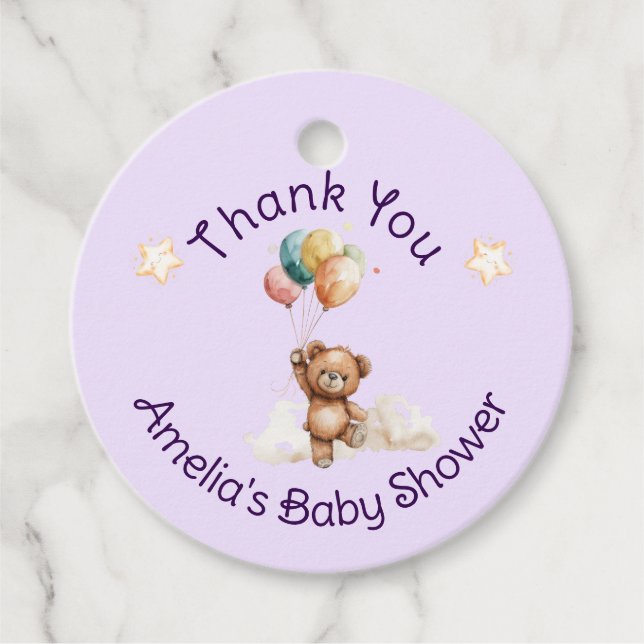 Sweet Little One on Way Lavender Baby Dusche Geschenkanhänger (Vorderseite)