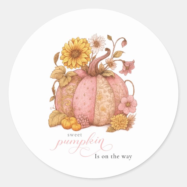 Sweet Little patch pumpkin florals is on the way Runder Aufkleber (Vorderseite)