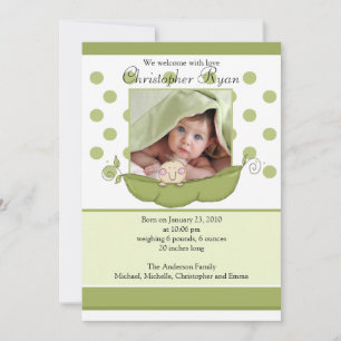 Sweet Little Pea Baby Foto Announction Card Ankündigung
