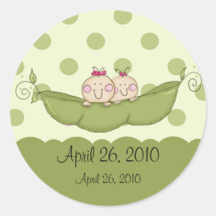 Sweet Little Pea Twin Girls Babyaufkleber Runder Aufkleber