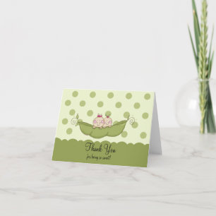 Sweet Little Pea Twin Girls Danke Note Card