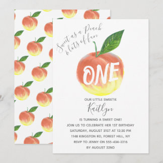 Sweet Little Peach 1. Geburtstag Einladung