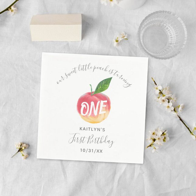 Sweet Little Peach 1. Geburtstag Serviette (Von Creator hochgeladen)