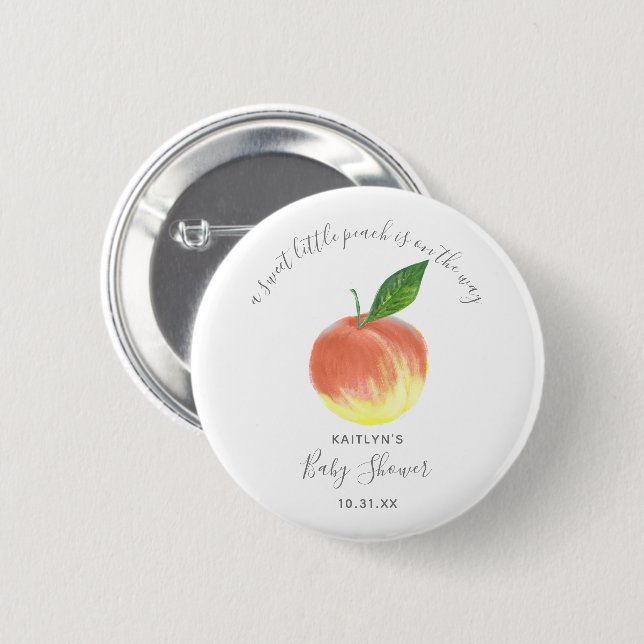 Sweet Little Peach Baby Dusche Button (Vorne & Hinten)