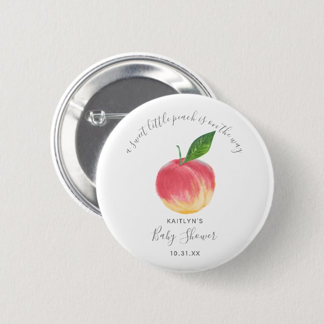 Sweet Little Peach Baby Dusche Button (Vorne & Hinten)