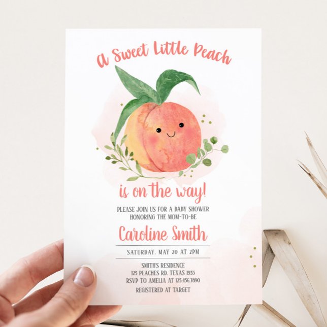 Sweet Little Peach Baby Dusche Einladung (Sweet Little Peach is on the Way Baby Shower Invitation)