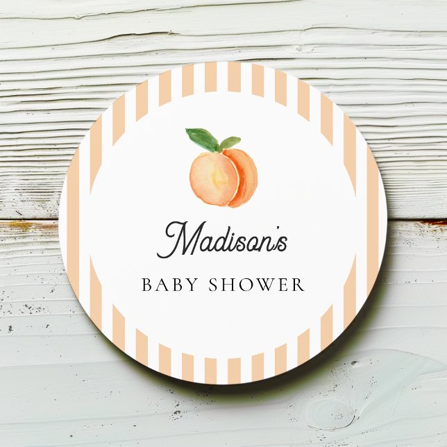 Sweet Little Peach Baby Dusche Runder Aufkleber (Von Creator hochgeladen)