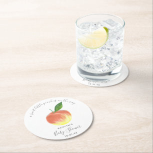 Sweet Little Peach Baby Dusche Runder Pappuntersetzer