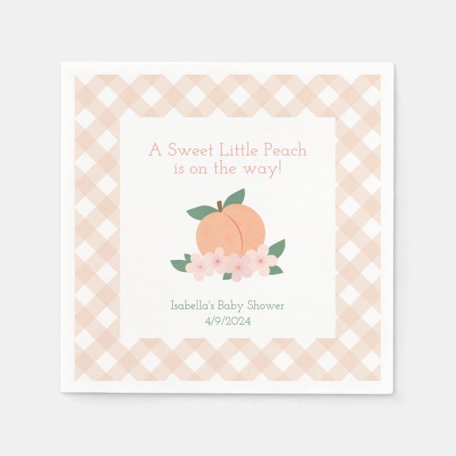 Sweet Little Peach Baby Dusche Serviette (Vorderseite)
