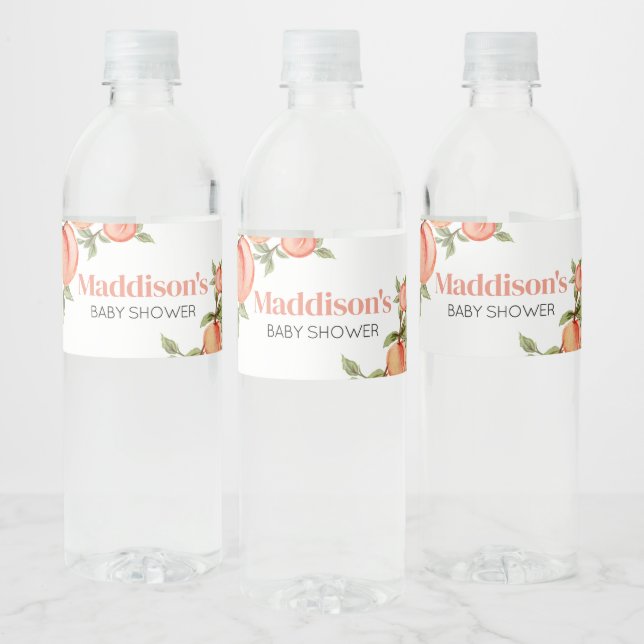 Sweet Little Peach Baby Dusche Wasserflaschenetikett (Flaschen)