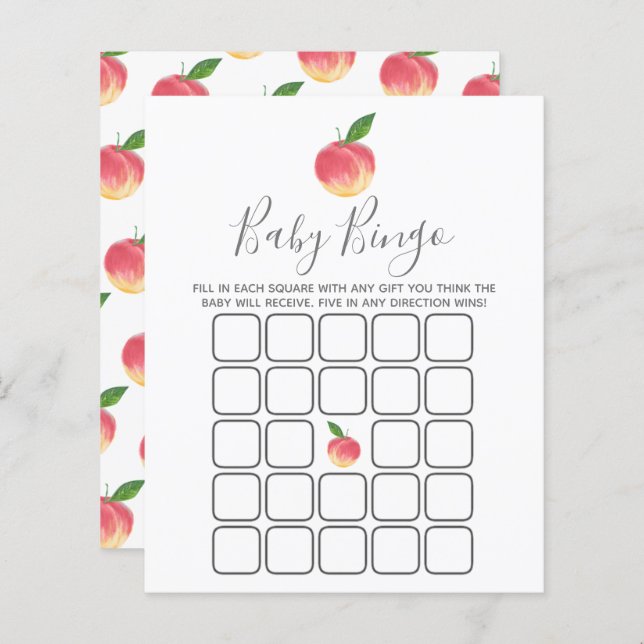 Sweet Little Peach Baby Shower Bingo (Vorne/Hinten)