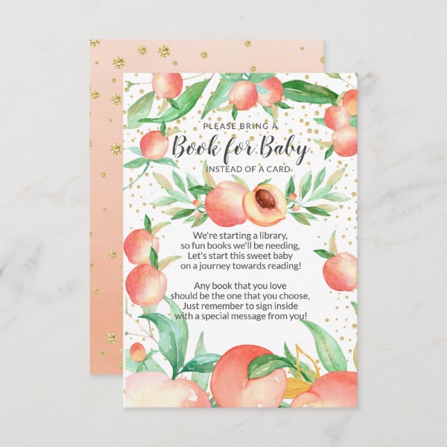 Sweet Little Peach Baby Shower Book for Baby Card Begleitkarte (Vorne/Hinten)