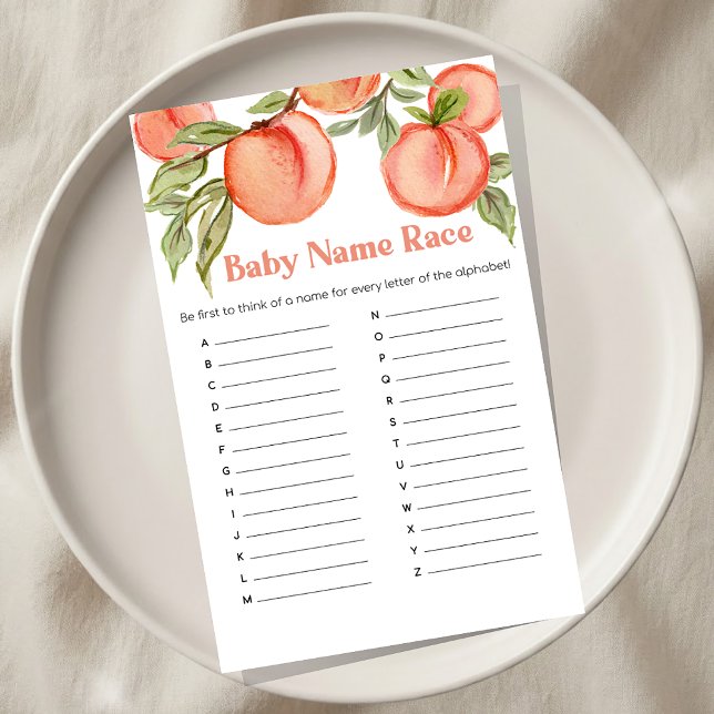 Sweet Little Peach Baby Shower Name Race Game (Von Creator hochgeladen)