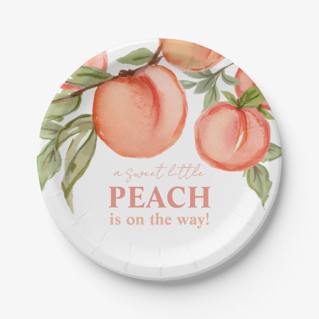 Sweet Little Peach Baby Shower  Pappteller (Vorderseite)