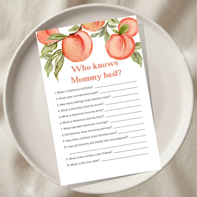Sweet Little Peach Baby Shower Who knows Mom Game (Von Creator hochgeladen)