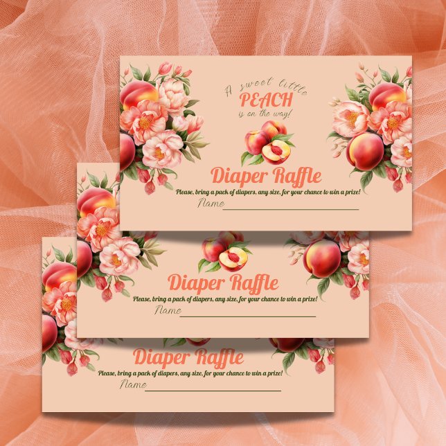 Sweet Little Peach Floral Baby Dusche Windeln Spie Begleitkarte (Von Creator hochgeladen)