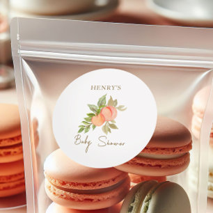 Sweet Little Peach Fruit Baby Dusche Runder Aufkleber