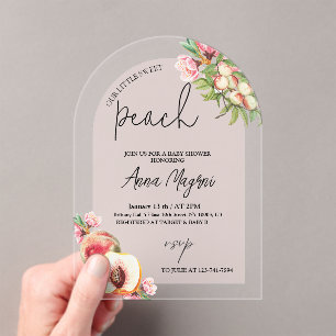 Sweet Little Peach Girls Babydusche Arch Elegante Acryleinladungen