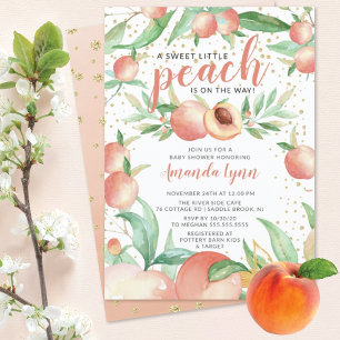 Sweet Little Peach Girls Babydusche Einladung