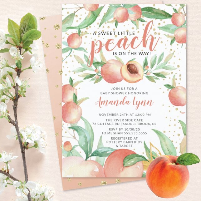 Sweet Little Peach Girls Babydusche Einladung (Von Creator hochgeladen)