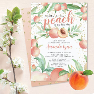 Sweet Little Peach Girls Kinderdusche Einladung