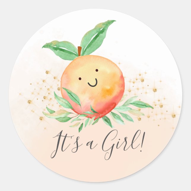 Sweet Little Peach It'a Girl Favor Sticker (Vorderseite)