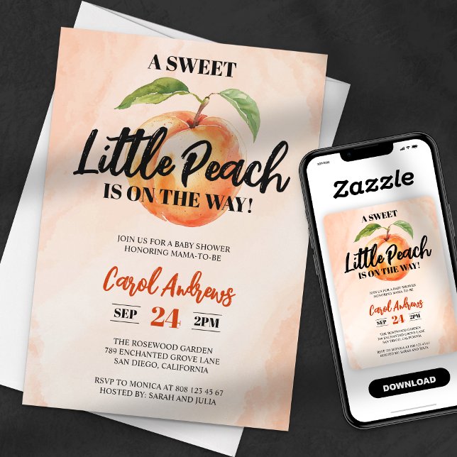 Sweet Little Peach on Way Baby Dusche Einladung (Von Creator hochgeladen)