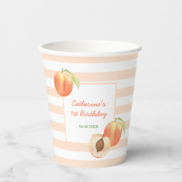 Sweet Little Peach Stripes Girl Birthday Pappbecher