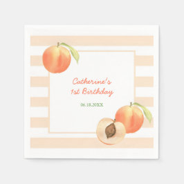 Sweet Little Peach Stripes Girl Birthday Serviette