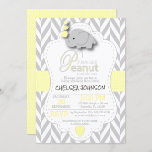 Sweet Little Peanut Elephant Baby Dusche 🐘 Einladung