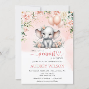 Sweet Little Peanut Elephant Baby Girl Baby Dusche Einladung