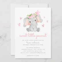 Sweet Little Peanut Pink Elephant Baby Showe