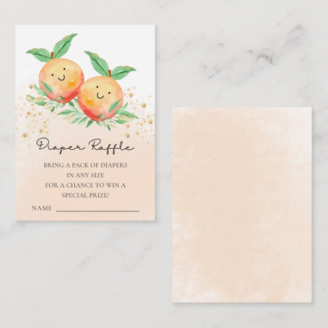 Sweet Little Pfirsiche Kinderdusche Windelwindeln Begleitkarte (Vorne/Hinten)