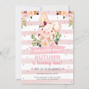 Sweet Little Piggy Pig Girl zum Geburtstag einlade Einladung
