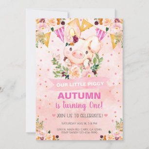 Sweet Little Piggy Pig Girl zum Geburtstag einlade Einladung