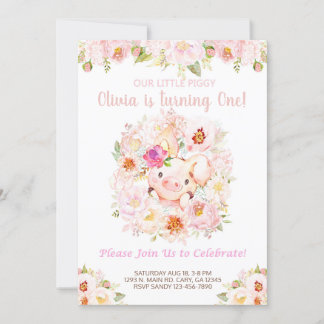 Sweet Little Piggy Pig Girl zum Geburtstag einlade Einladung