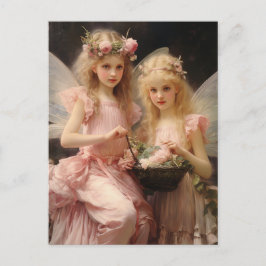 Sweet Little Pink Girl Fairies Postkarte