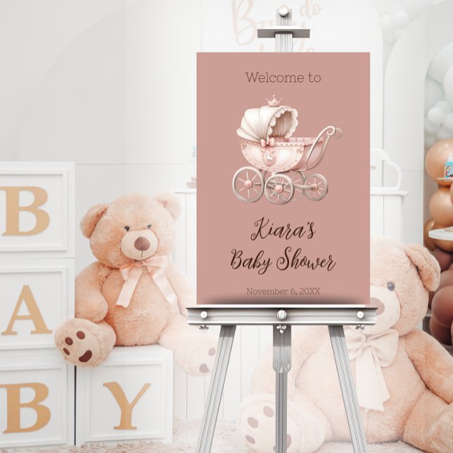 Sweet Little Princess Baby Dusche Personalisiert Acrylschild (Sweet Princess Baby Shower Acrylic Sign on Easel)