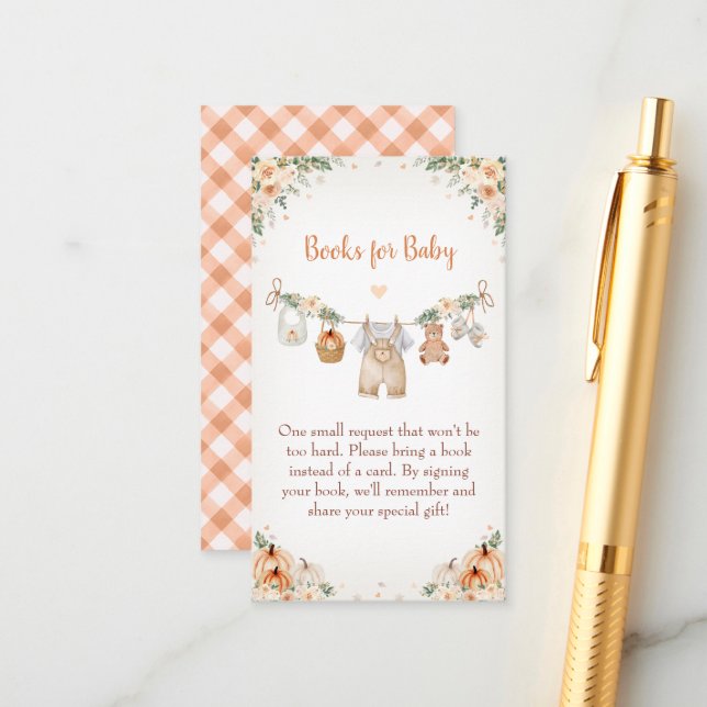 Sweet Little Pumpkin Autumn Baby Shower Begleitkarte (Vorderseite/Rückseite Beispiel)