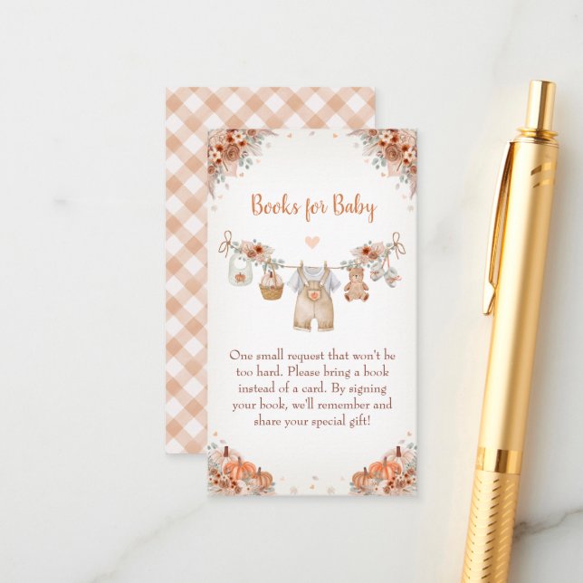 Sweet Little Pumpkin Autumn Baby Shower  Begleitkarte (Vorderseite/Rückseite Beispiel)