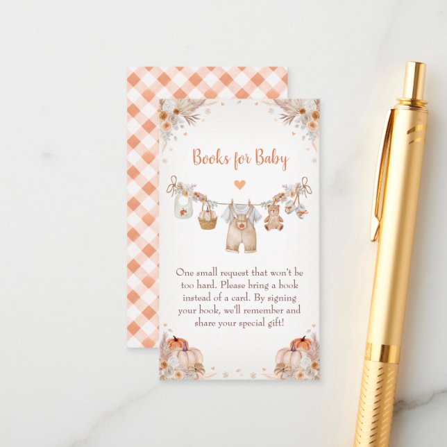 Sweet Little Pumpkin Autumn Baby Shower  Begleitkarte (Vorderseite/Rückseite Beispiel)