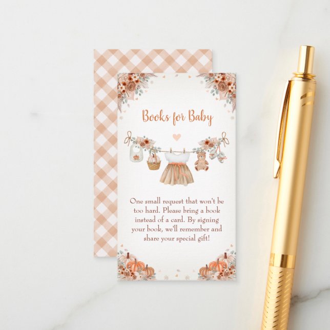 Sweet Little Pumpkin Autumn Baby Shower  Begleitkarte (Vorderseite/Rückseite Beispiel)