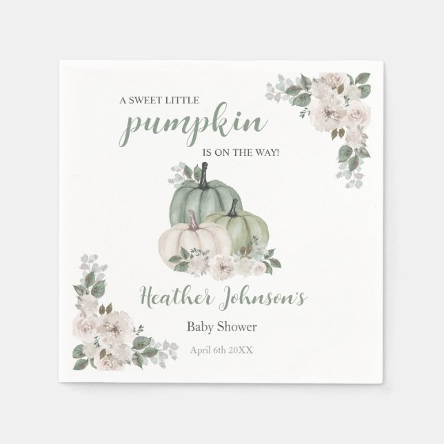 Sweet Little Pumpkin Autumn Baby Shower Einladung Serviette (Vorderseite)
