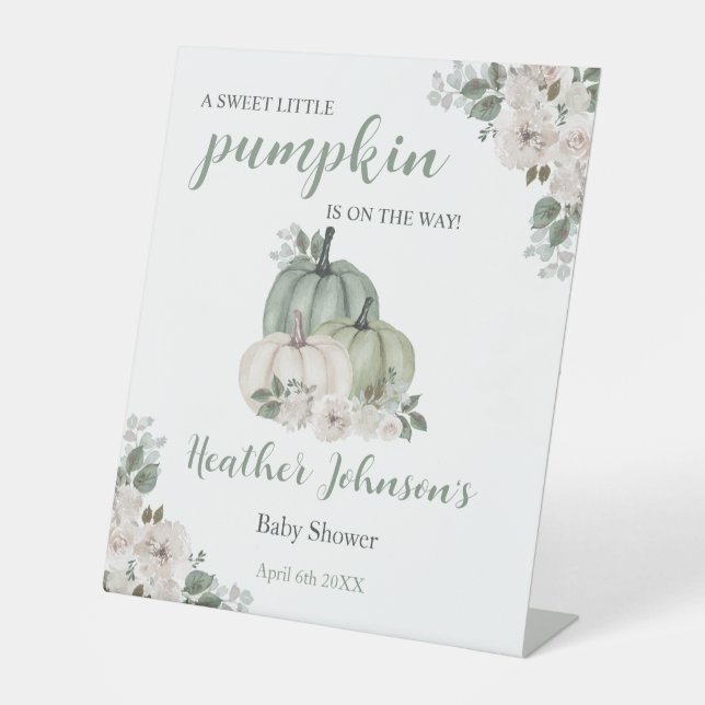 Sweet Little Pumpkin Autumn Baby Shower Einladung Sockelschild (Vorderseite)