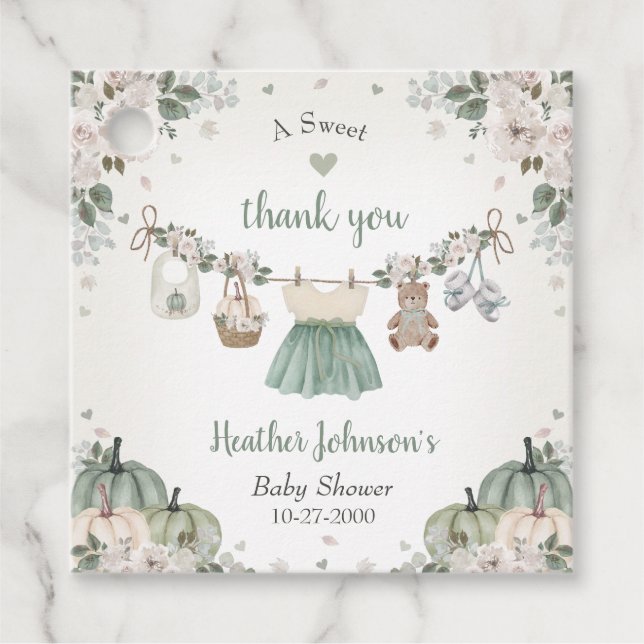 Sweet Little Pumpkin Autumn Baby Shower Geschenkanhänger (Vorderseite)